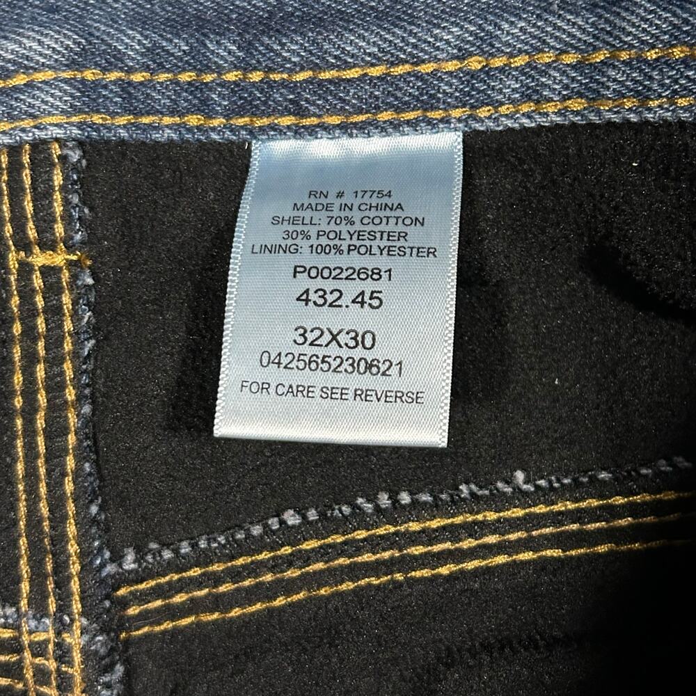Key Jeans Fleece Lined Mens 32x30 Denim Blue Workwear Y2K Carpenter Utility - Picture 4 of 5